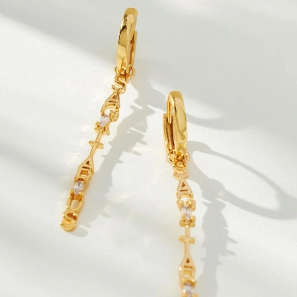 NWT Anthropologie Crystal Zodiac Charm Huge Earrings Sagittarius